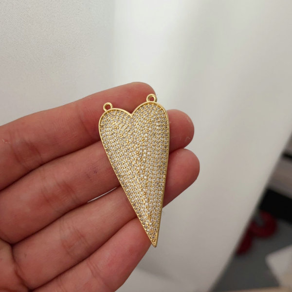pave zircon heart charm