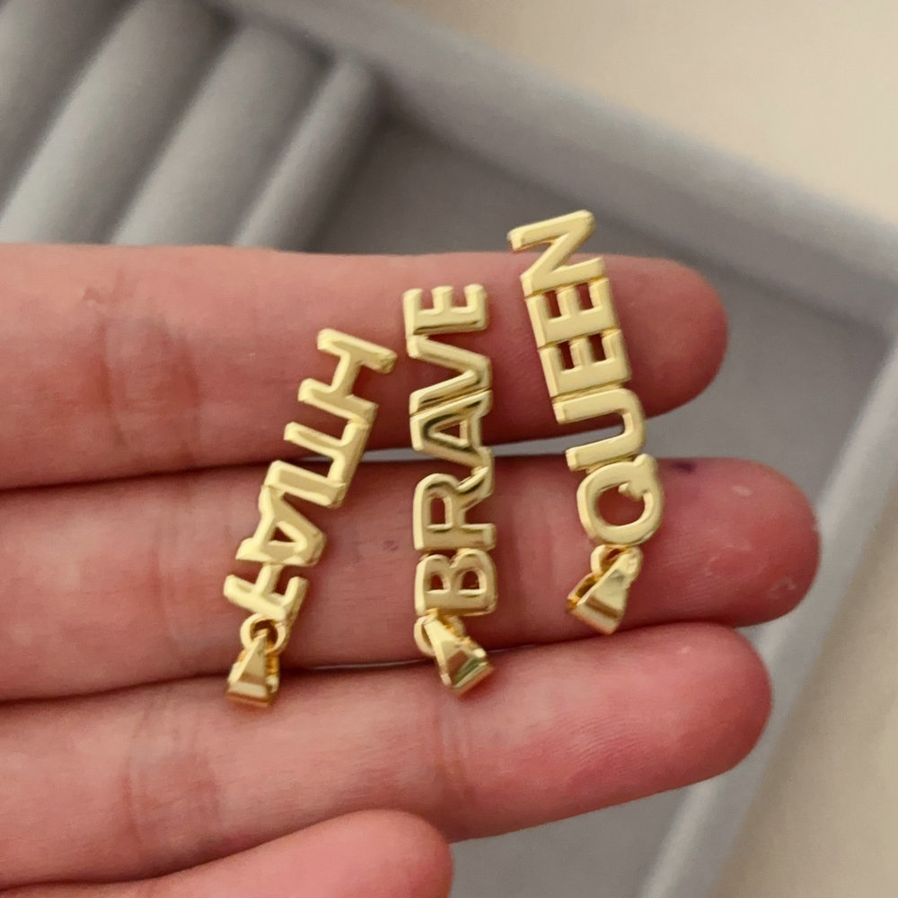Metal word charm
