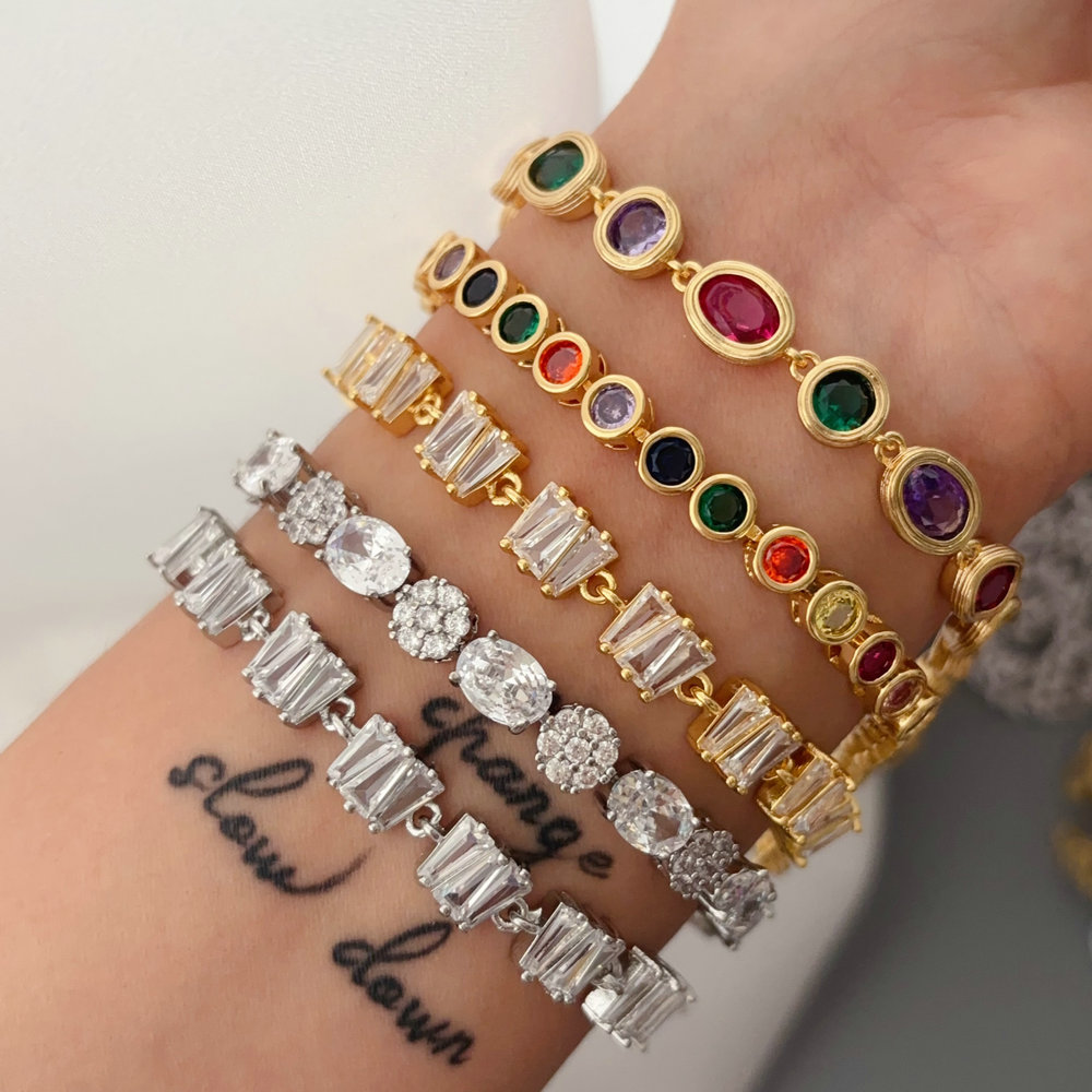 Pave zircon colorful bracelet