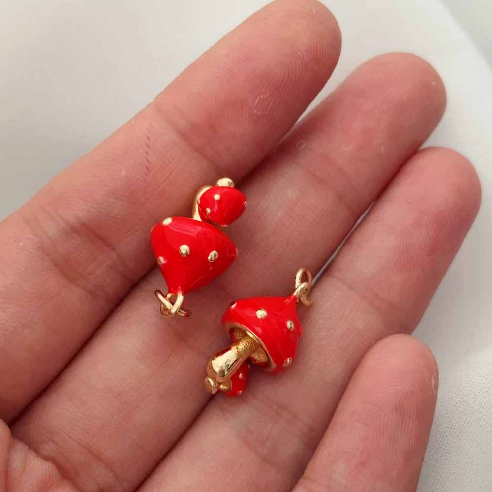 Enamel mushroom charm