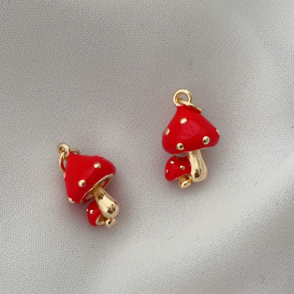 Enamel mushroom charm