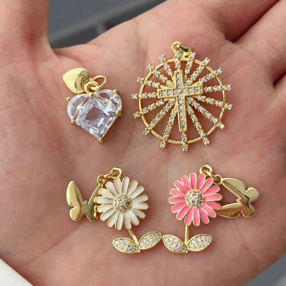 Enamel flower charm