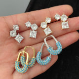 Fashion zircon pin earrings