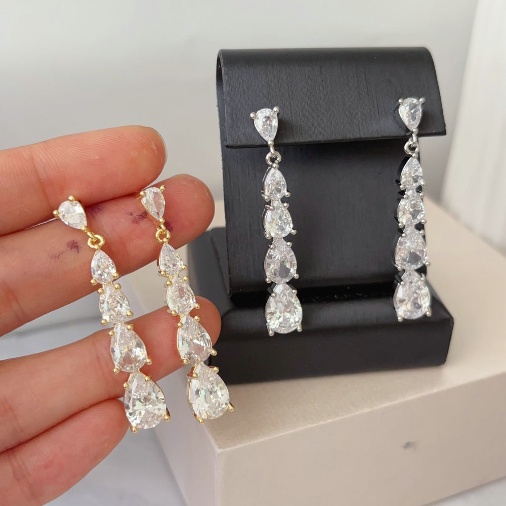 Pave zircon teardrop earrings