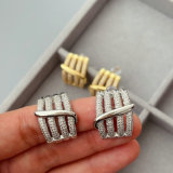 Pave zircon wave earrings