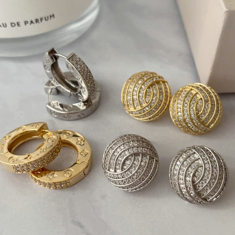 Pave zircon circle earrings