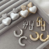 Pave heart earrings
