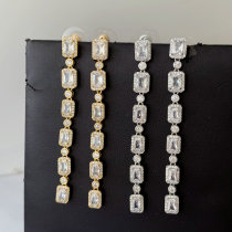 Long zircon party earrings