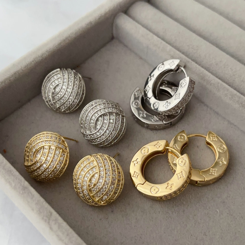 Pave zircon circle earrings