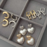 Pave heart earrings