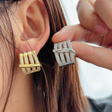 Pave zircon wave earrings