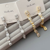 Long zircon party earrings