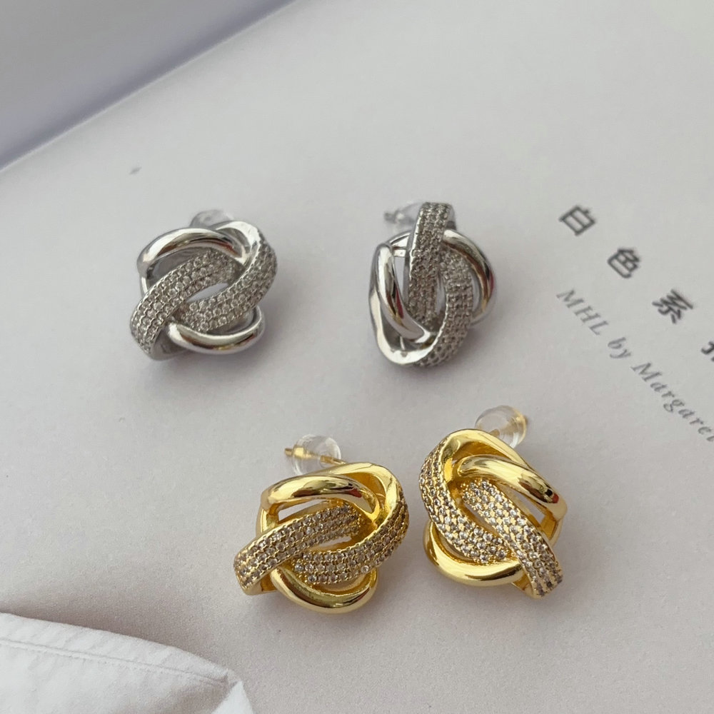 Pave twist earrings