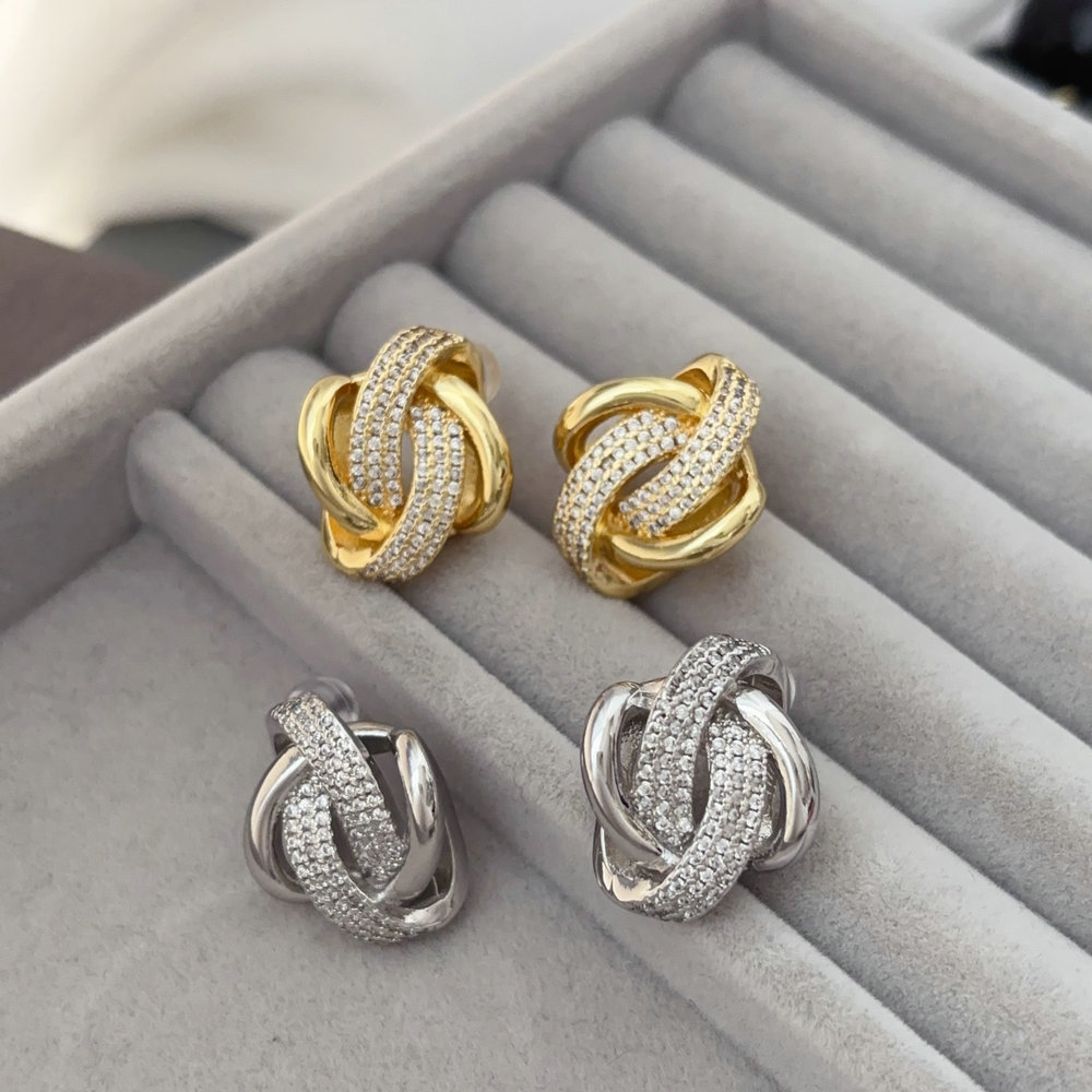 Pave twist earrings