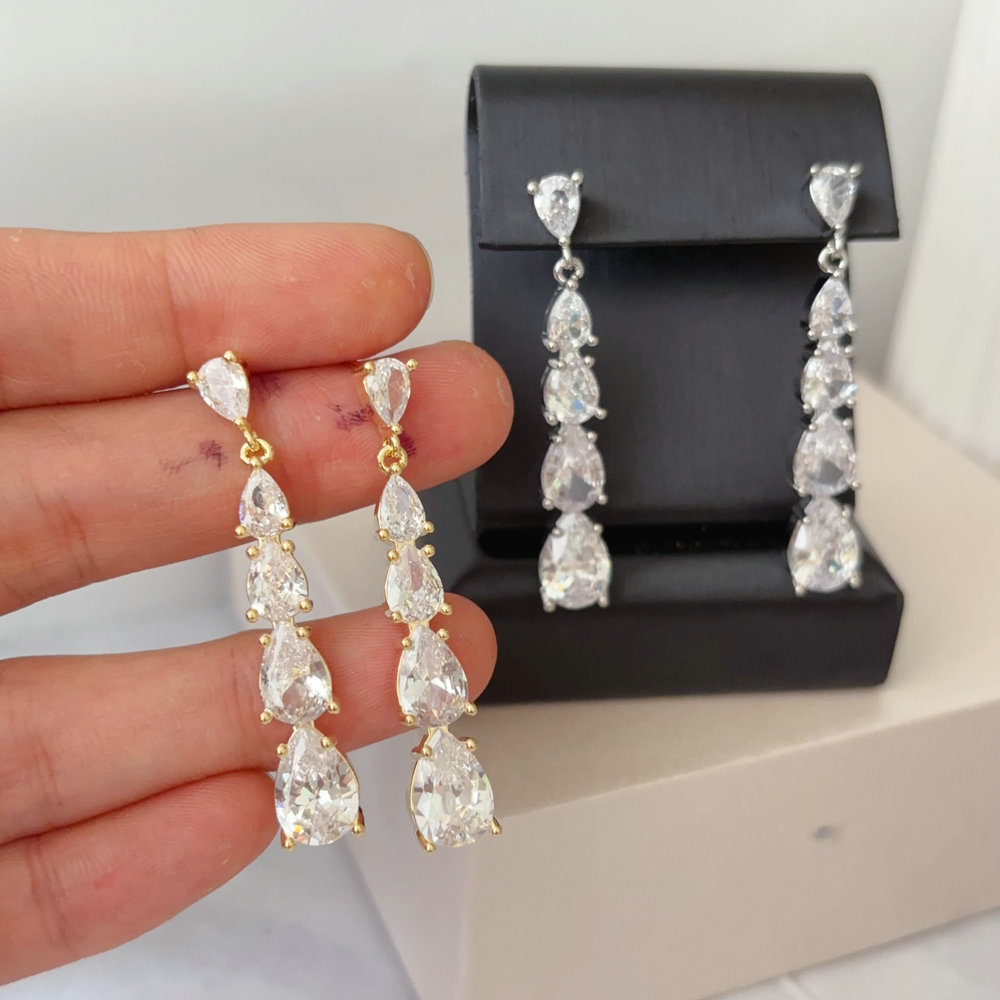 Pave zircon teardrop earrings