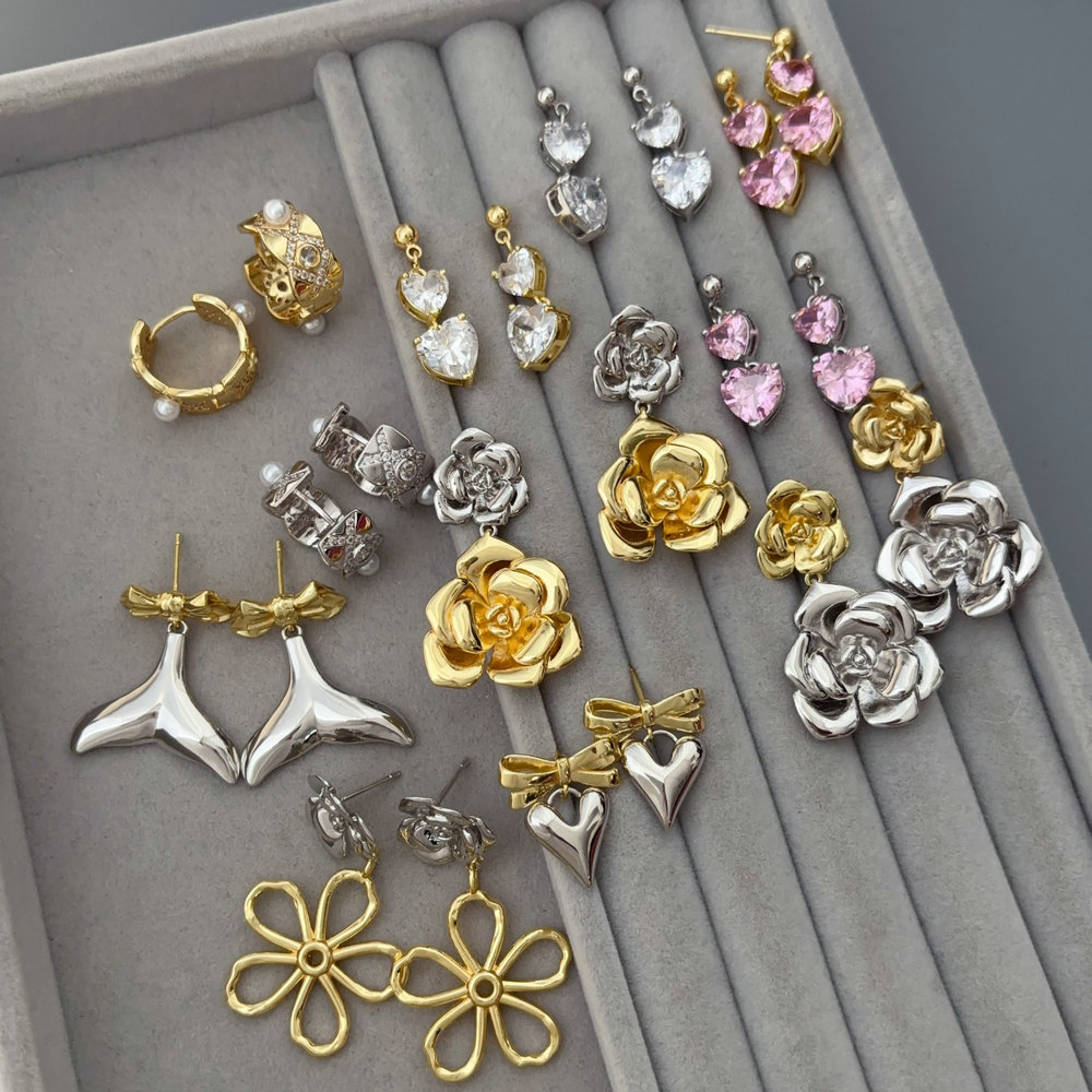 metal flower earrings
