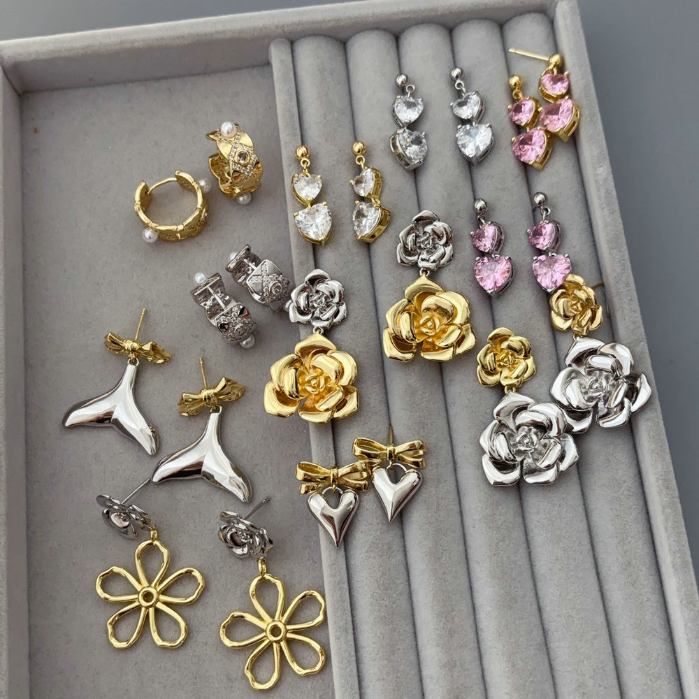 metal flower earrings