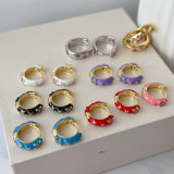 Enamel round shape earrings