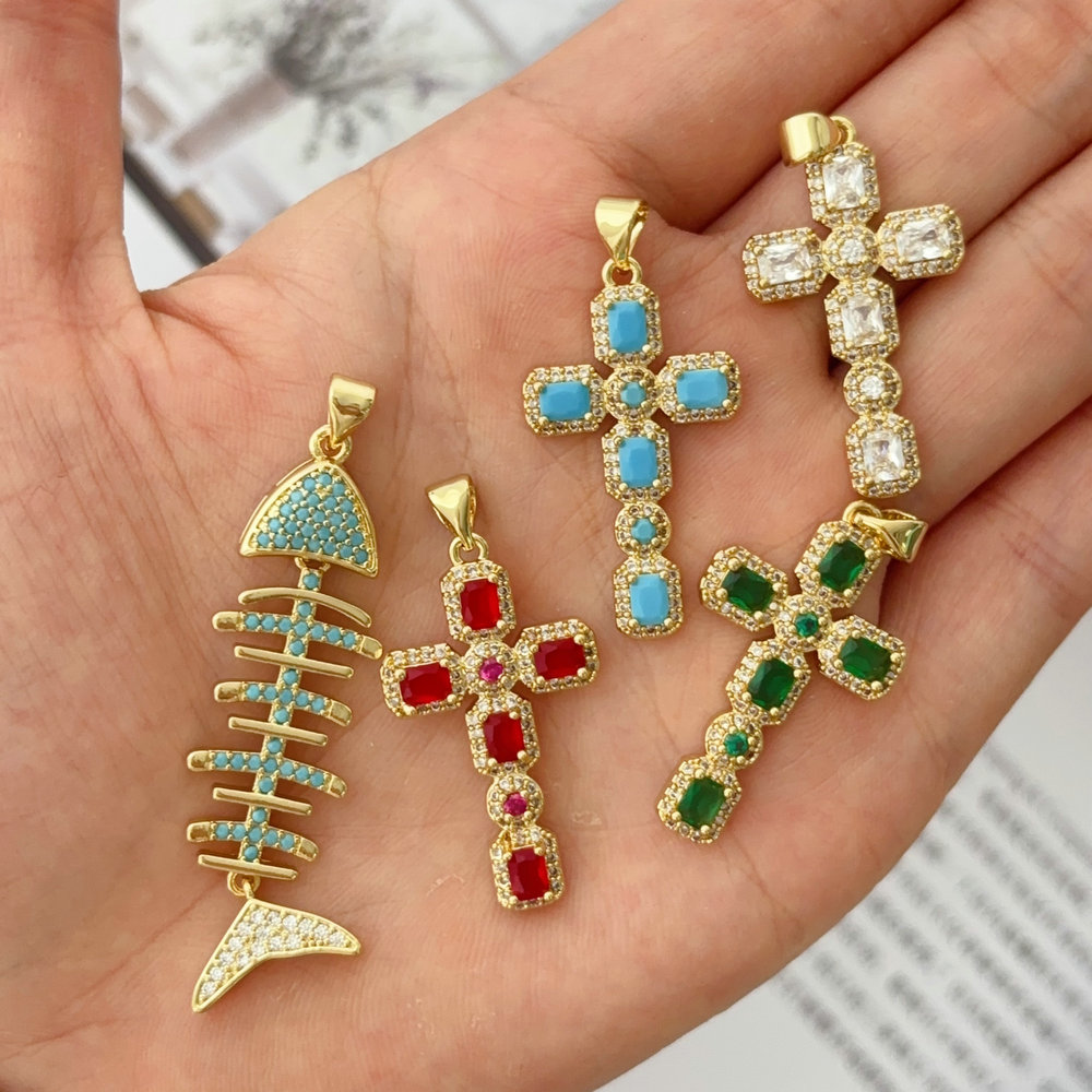 Pave zircon cross pendant