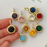 Round zircon square charm