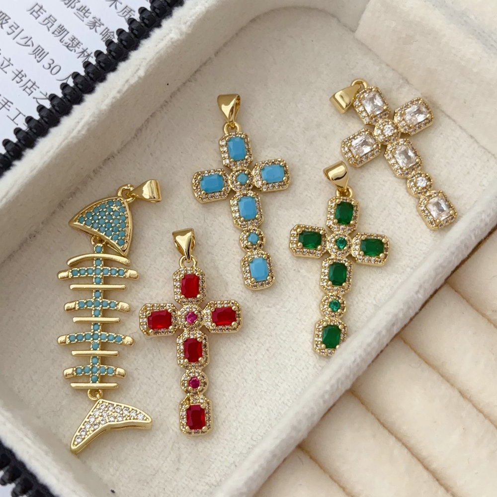 Pave zircon cross pendant