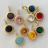 Round zircon square charm