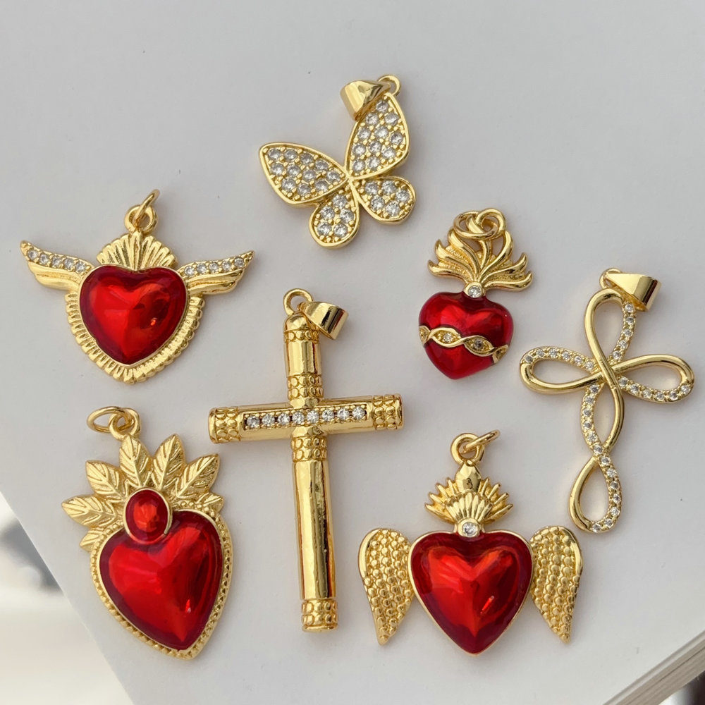 Red enamel heart charm