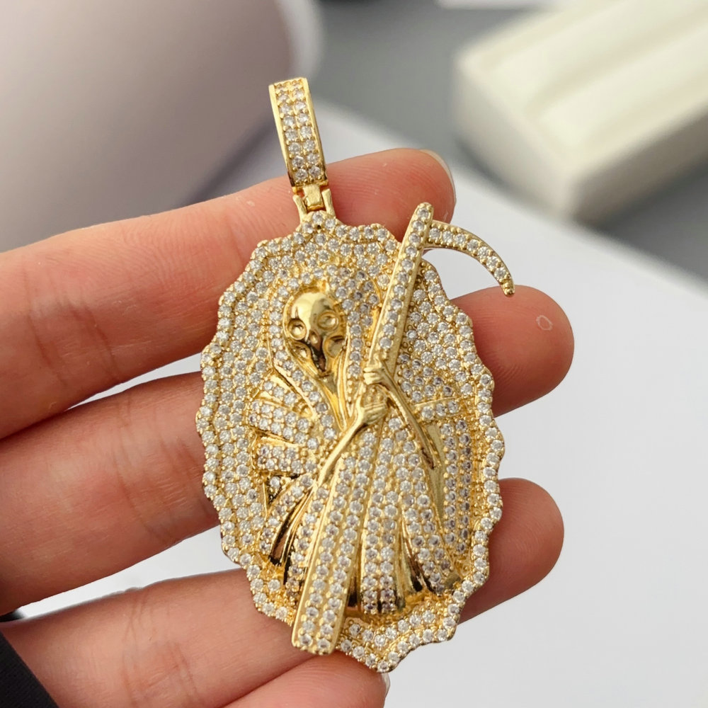 Pave zircon santa muerte pendant
