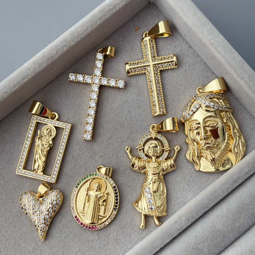 pave cross pendant