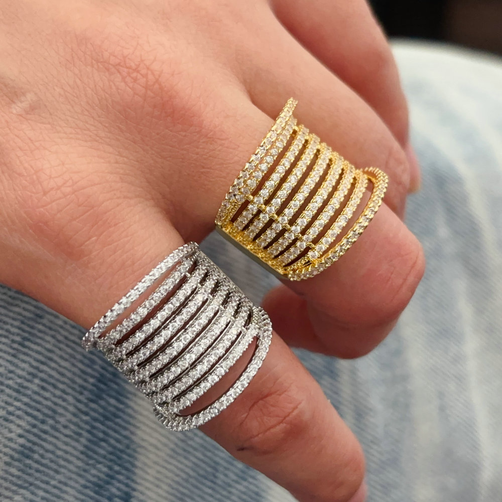 Pave zircon chunky ring