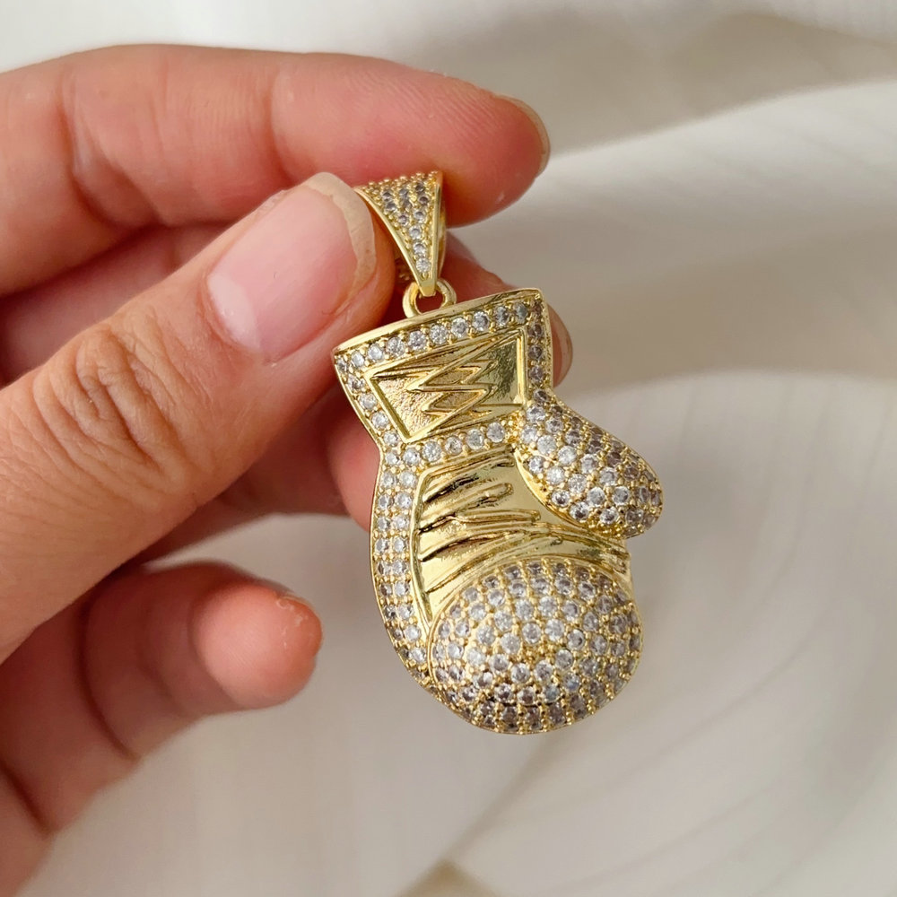 Pave big hand pendant