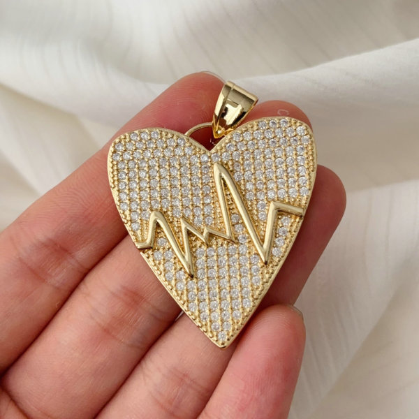 pave heart pendant