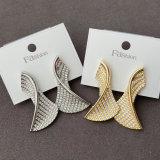 Pave zircon fan earrings