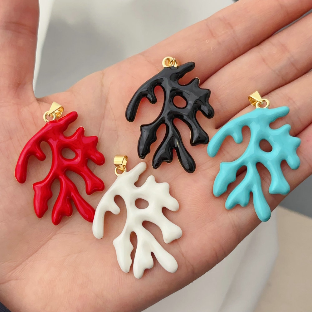 Enamel leaf pendant