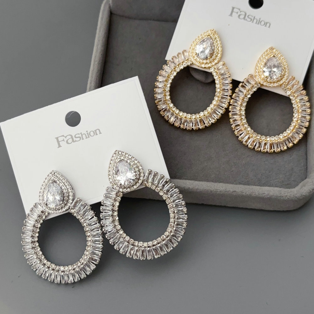 Pave zircon teardrop earrings
