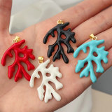 Enamel leaf pendant