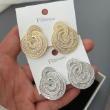 Pave zircon circle earrings