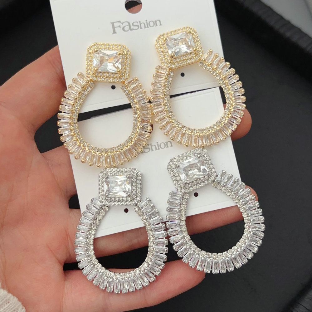 Pave zircon fashion earrings