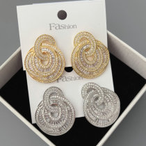 Pave zircon circle earrings