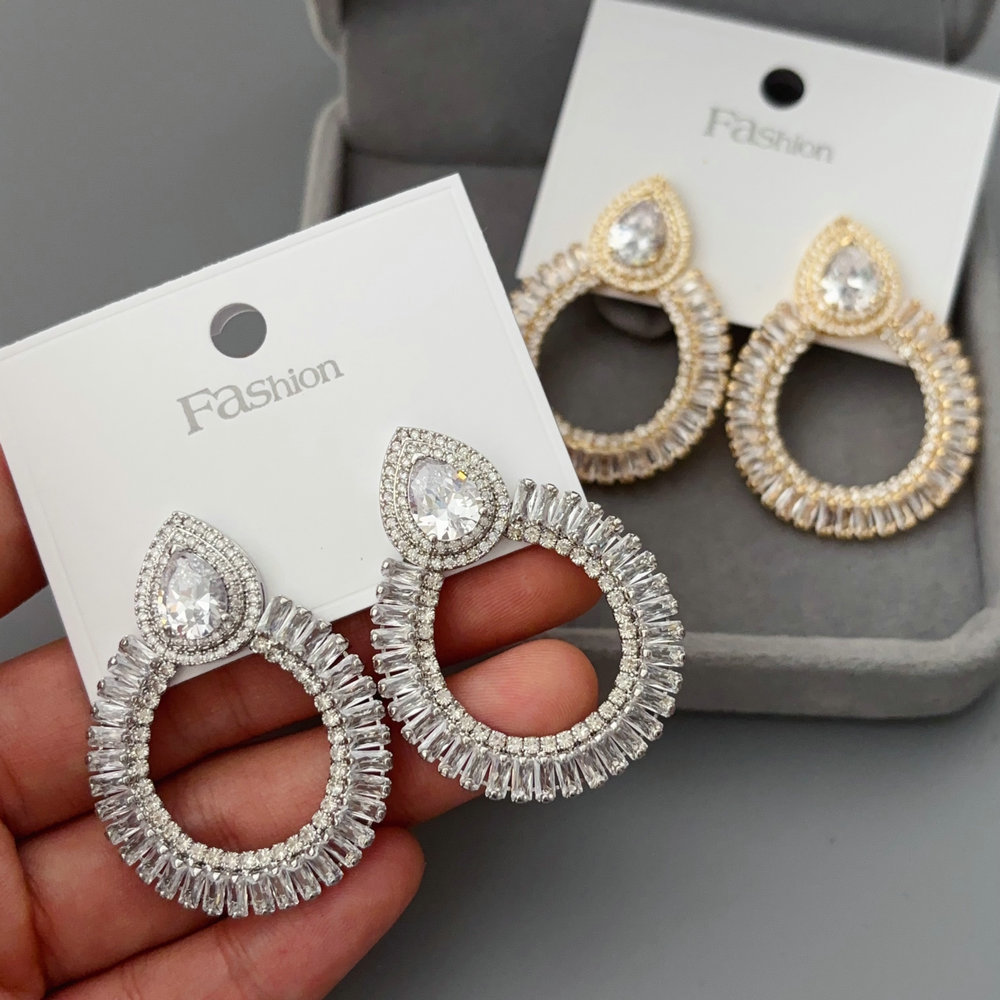Pave zircon teardrop earrings