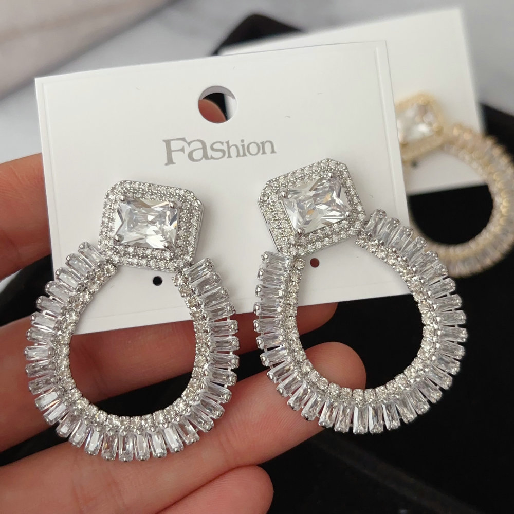 Pave zircon fashion earrings