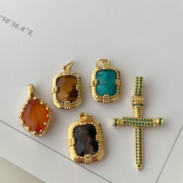 square gemstone charm