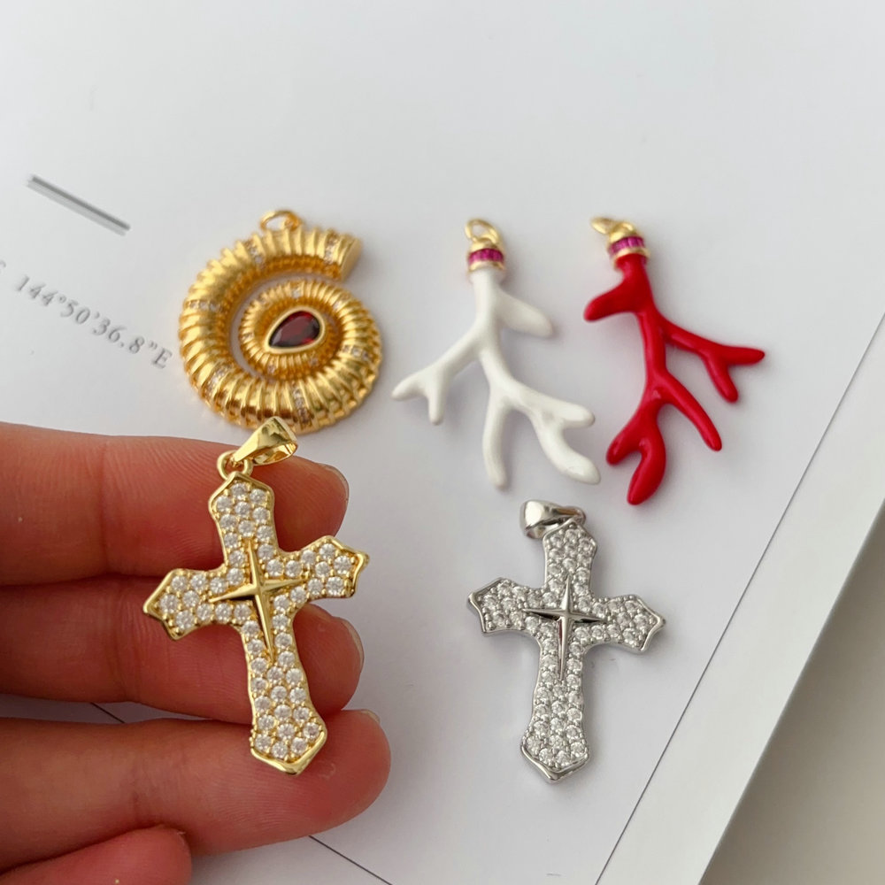 pave cross charm