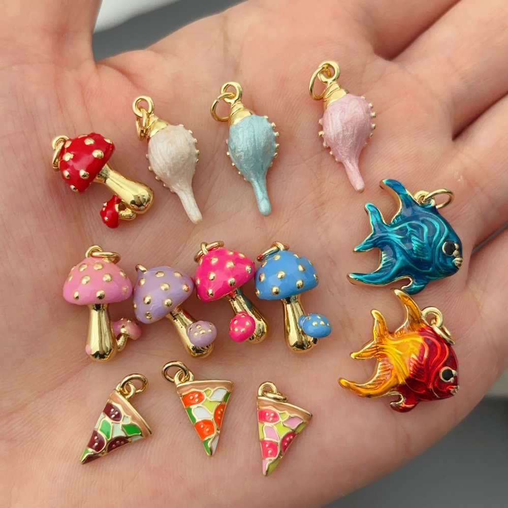 Enamel mushroom charm