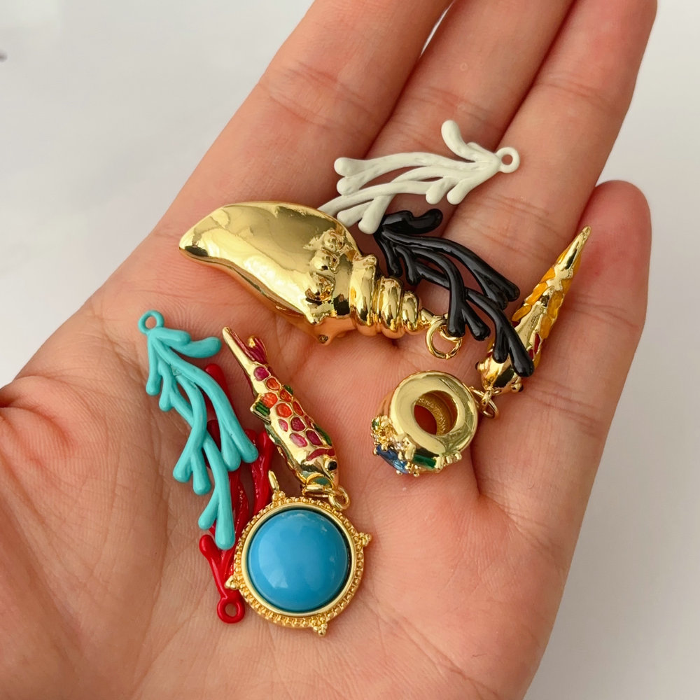 Enamel coral charm