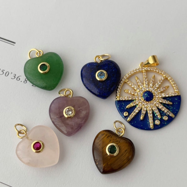 heart gemstone charm