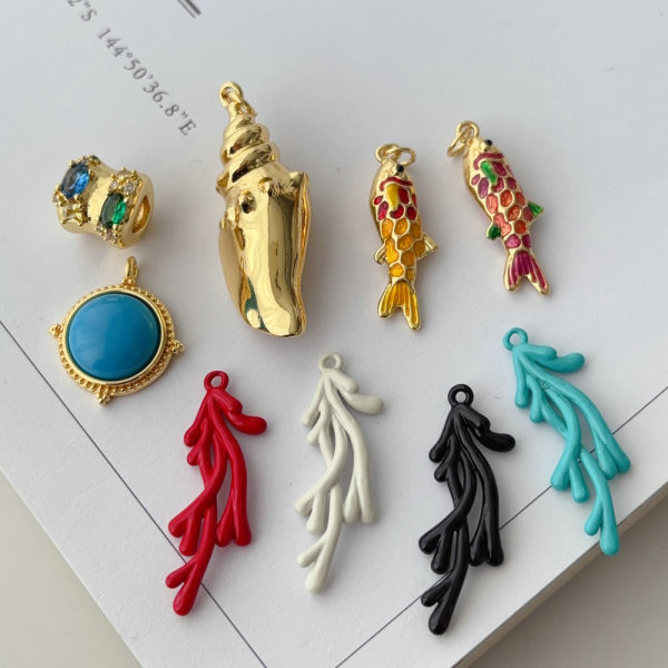 Enamel coral charm