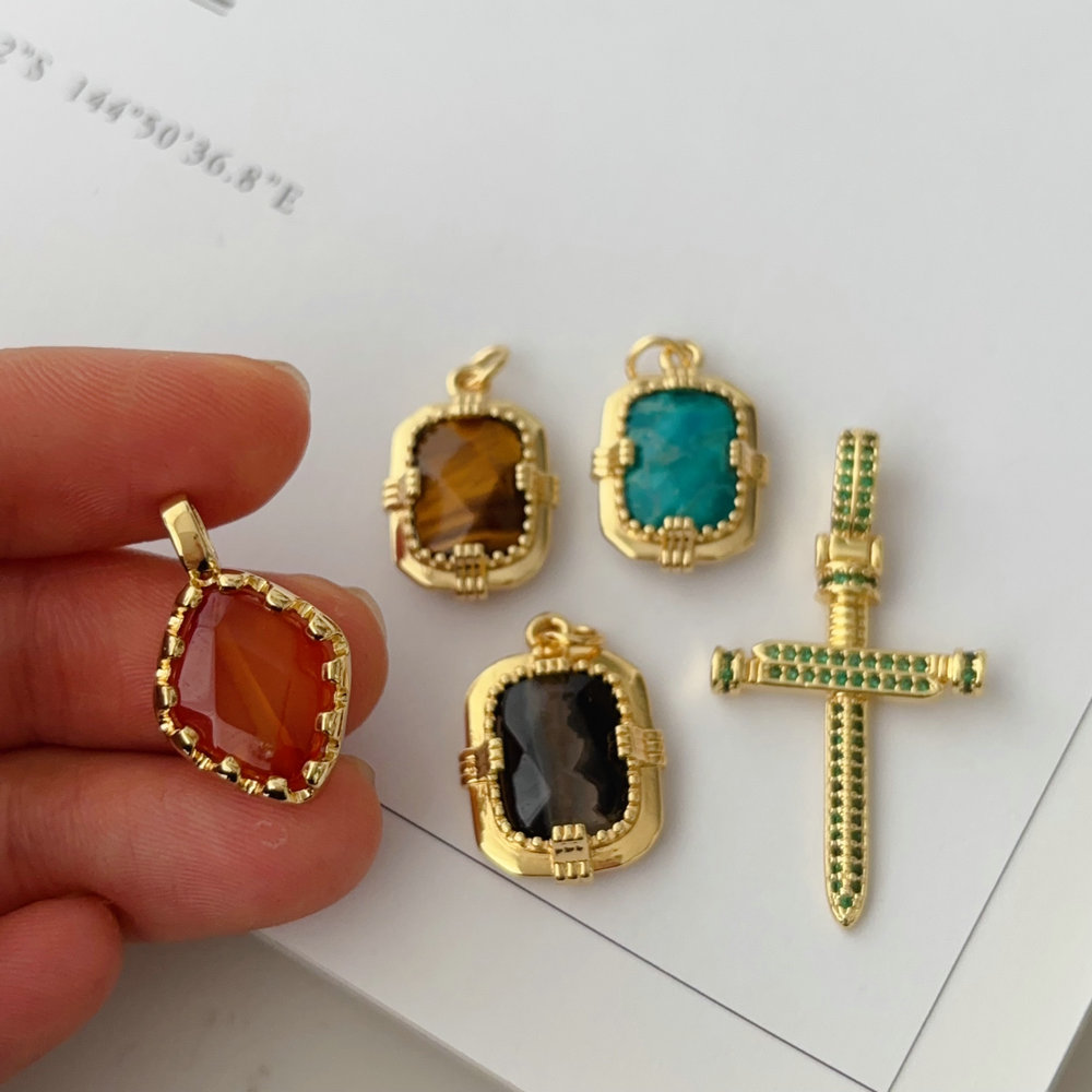 square gemstone charm