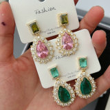 Big zircon colorful earrings