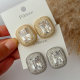 Pave zircon square earrings